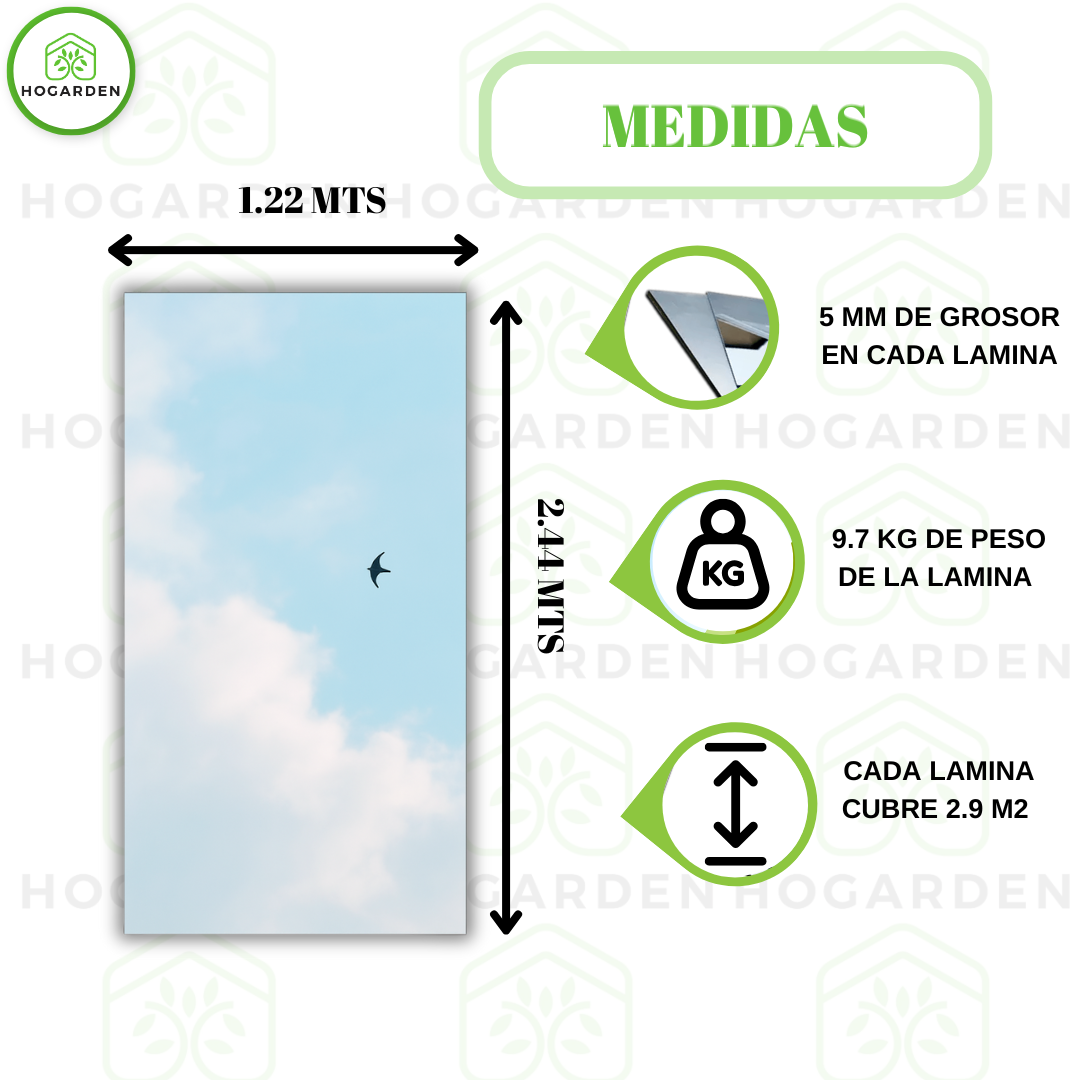 Panel Espejo BCC Plata 1.22x2.44 M Para Decoración