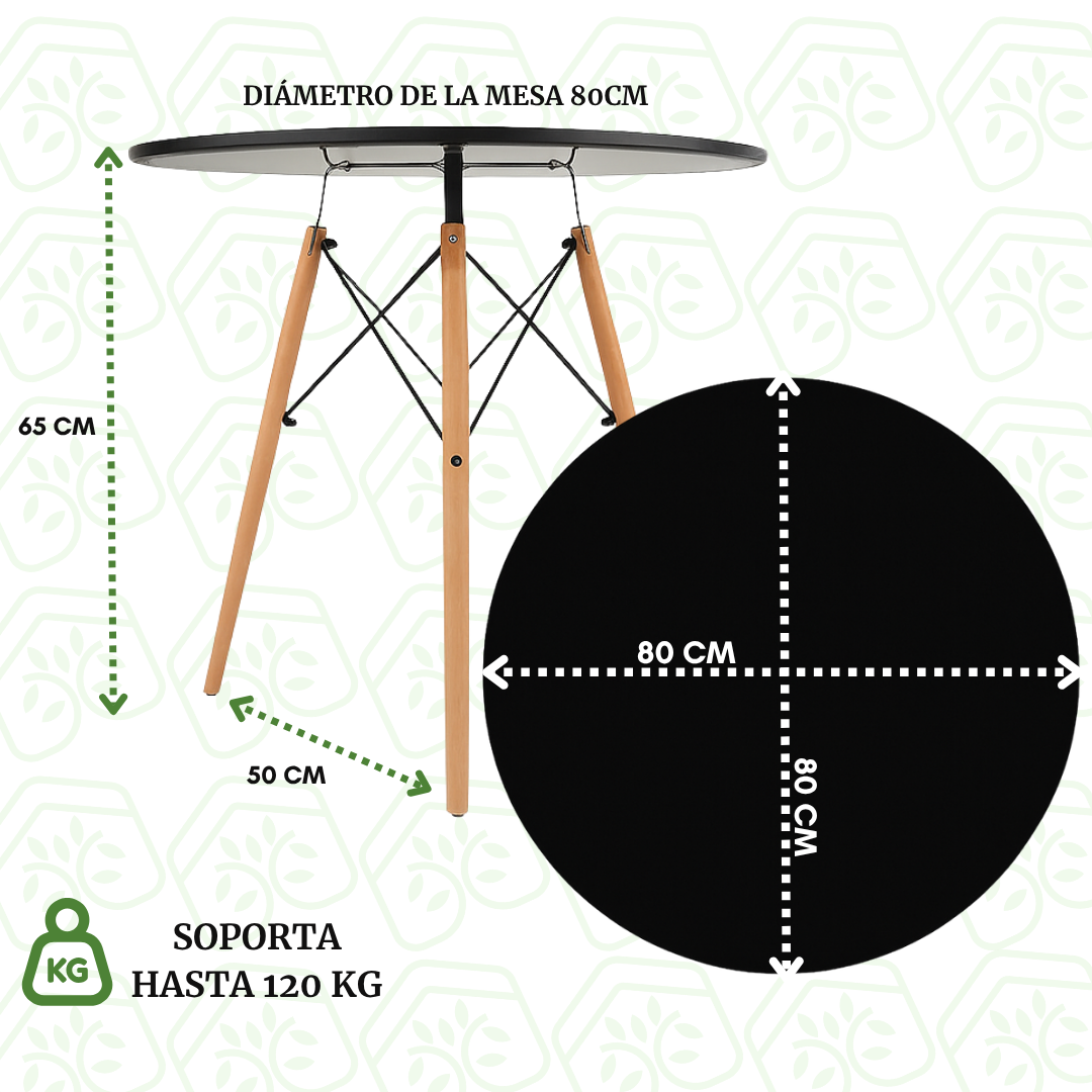 Mesa Eames Negro Redonda