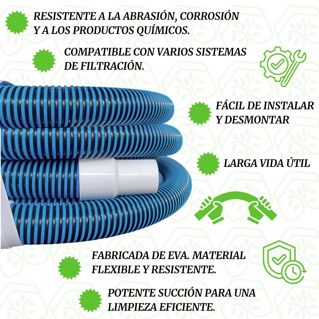 Combo Manguera 10.5 Con Adaptador Para Limpiar Alberca
