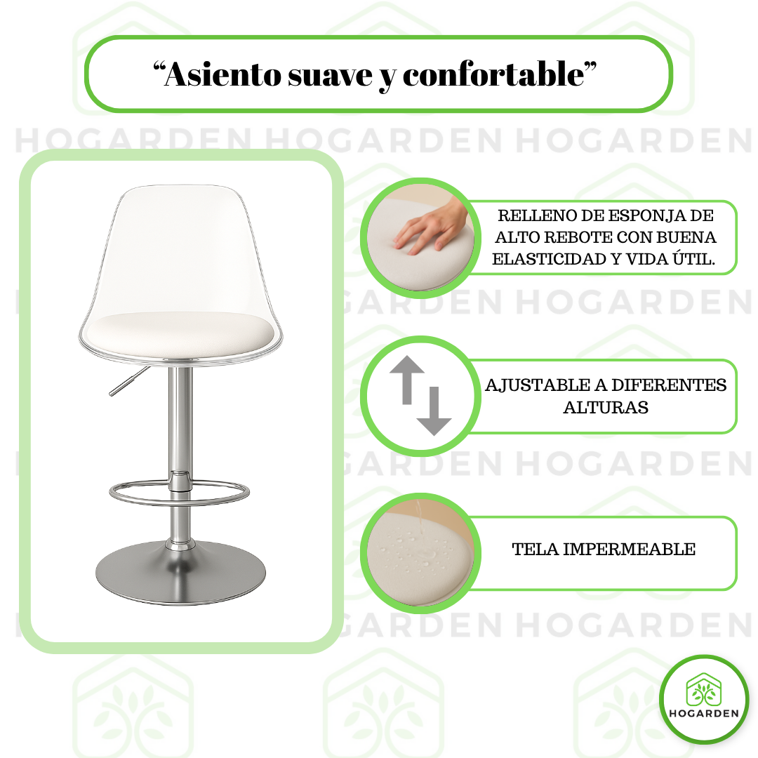 Banco Transparente Alto Eames Para Barra Y Cocina