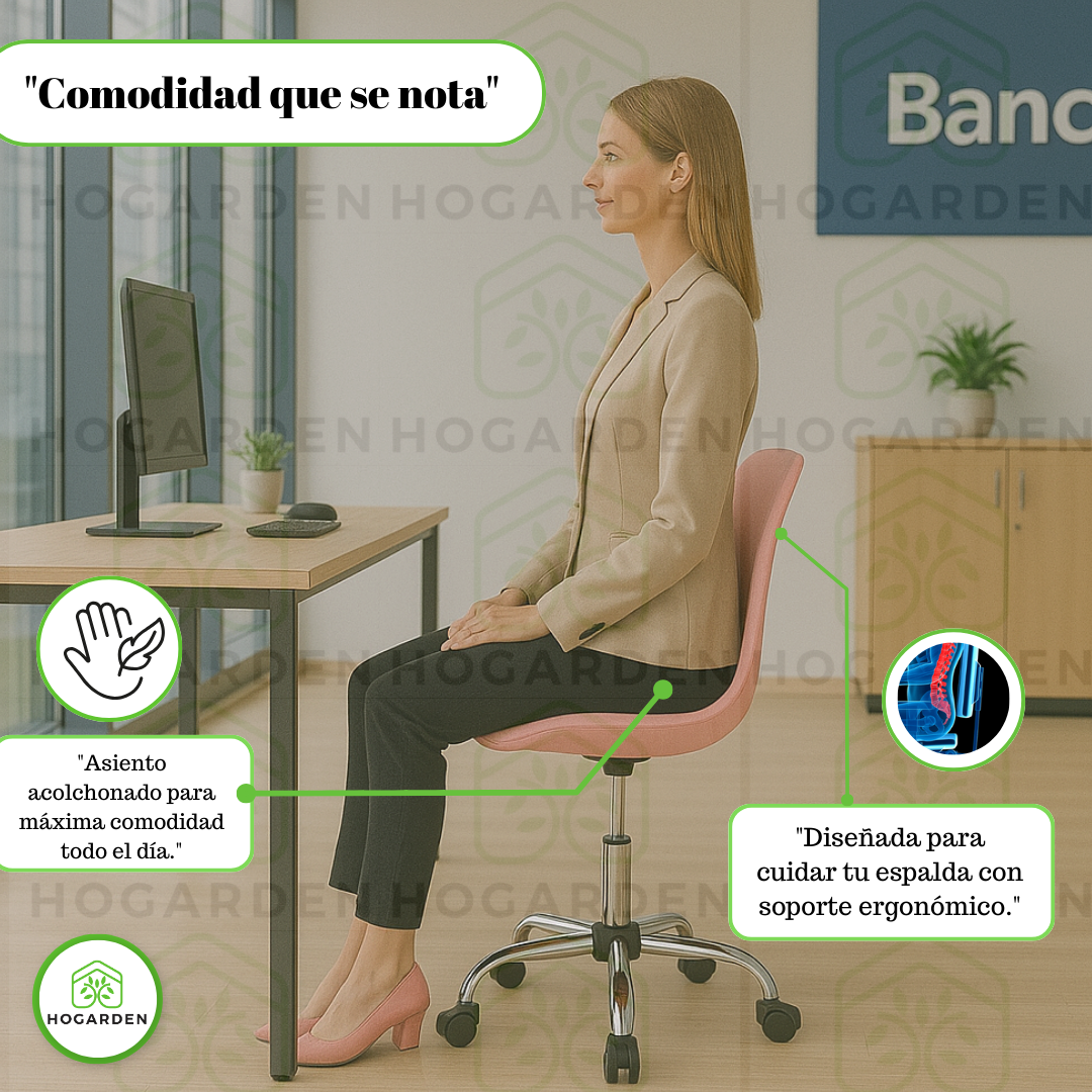 Silla Ejecutiva Eames Con Ruedas Rosa