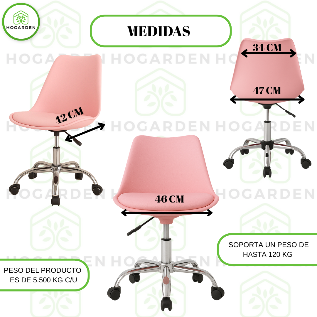 Silla Ejecutiva Eames Con Ruedas Rosa