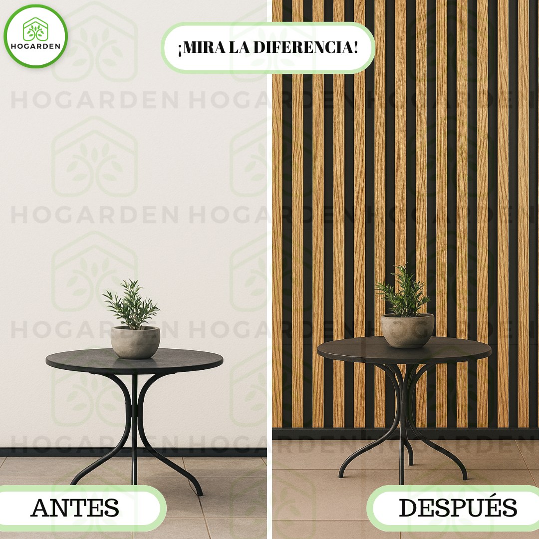 Panel Decorativo WPC Roble Con Fondo Negro 1 m x 16 cm 12 Pzs