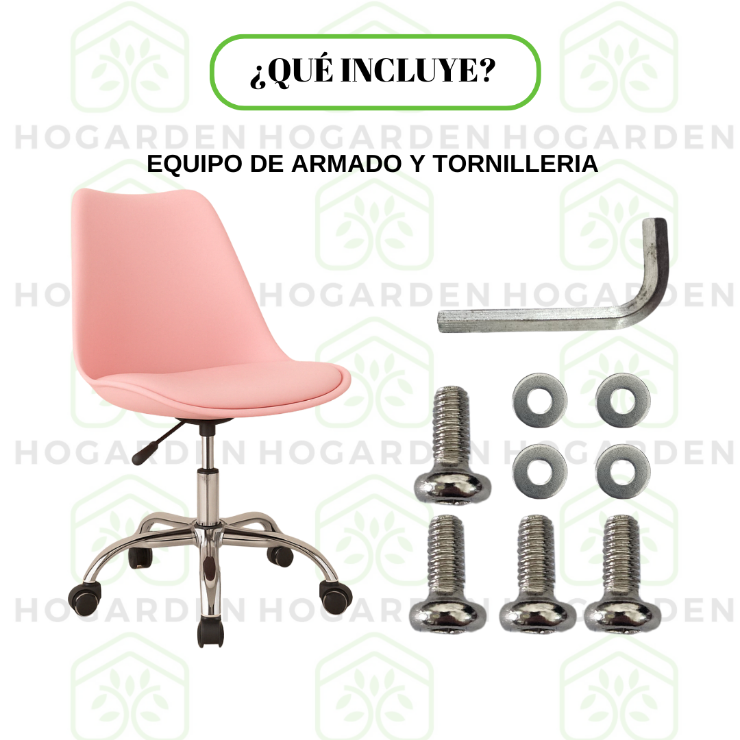 Silla Ejecutiva Eames Con Ruedas Rosa