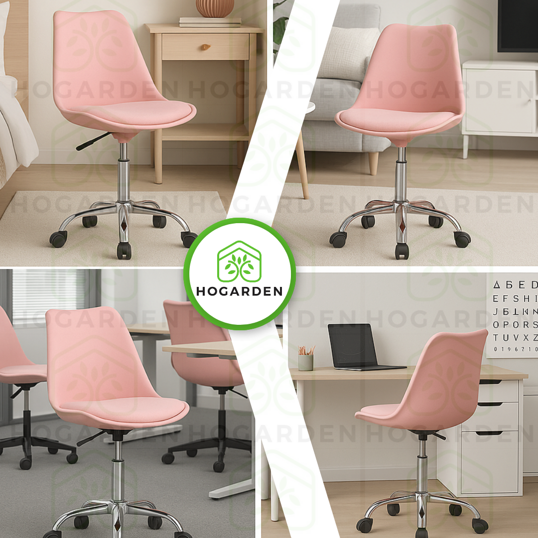 Silla Ejecutiva Eames Con Ruedas Rosa
