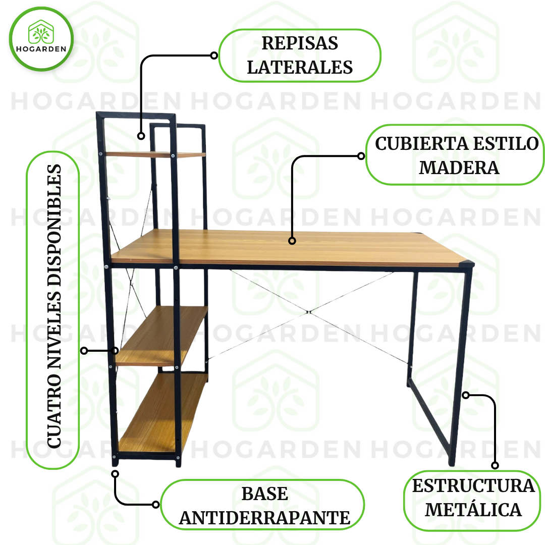 Escritorio Con Repisas Color Madera
