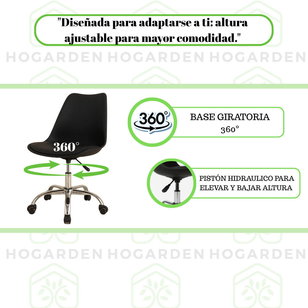 Silla Ejecutiva Eames Con Ruedas Negro
