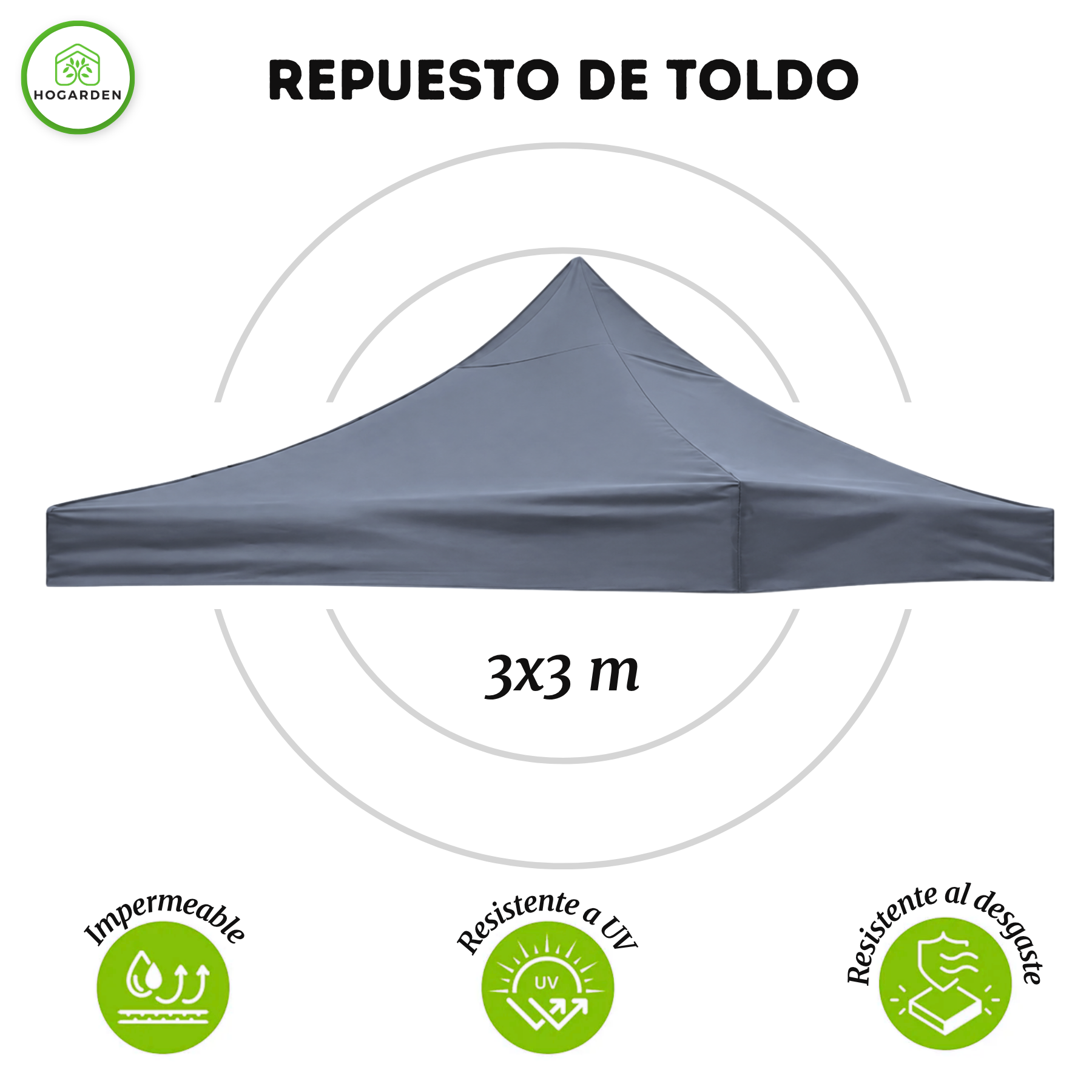 Repuesto De Toldo Gris 3x3 M