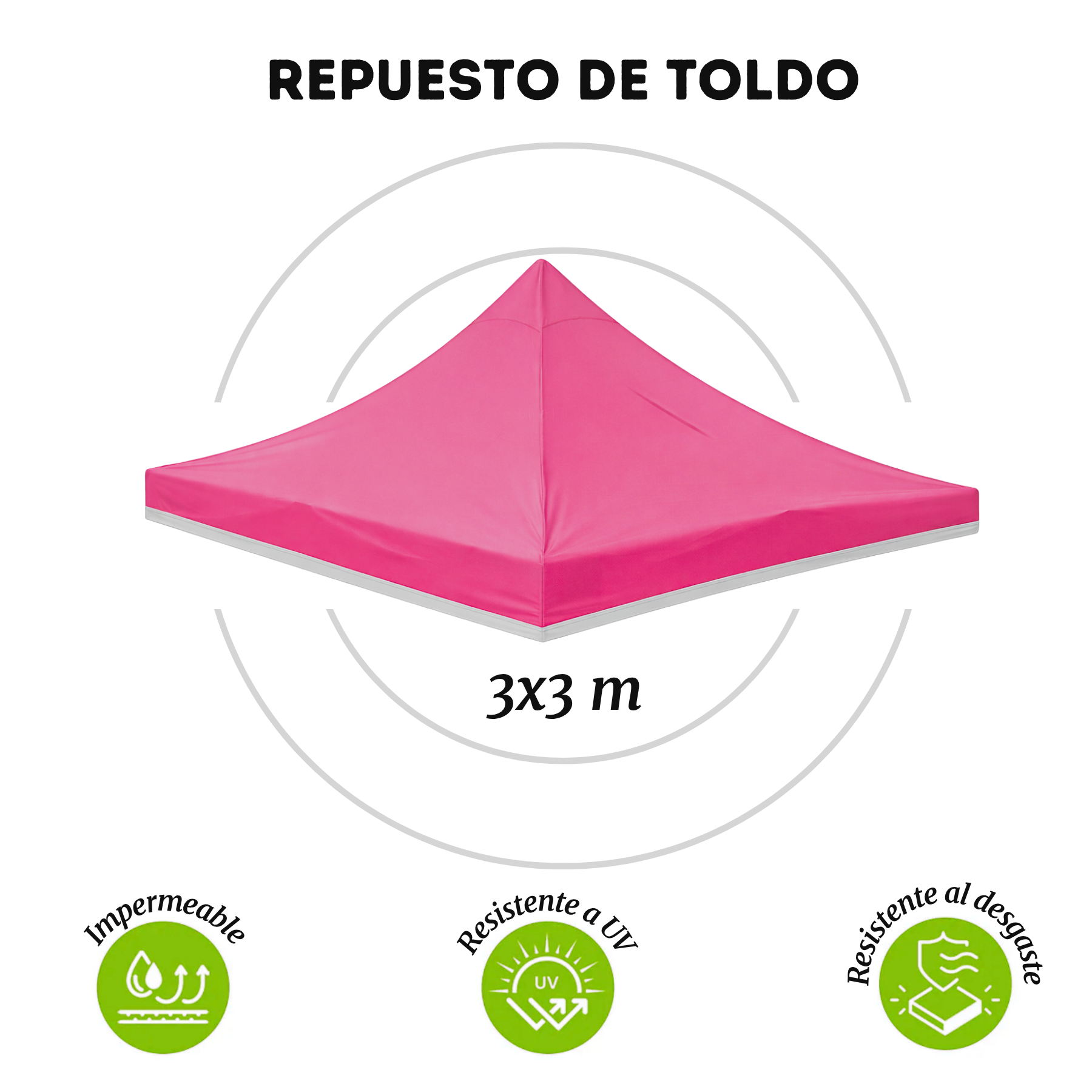 Repuesto De Toldo Rosa 3x3 M