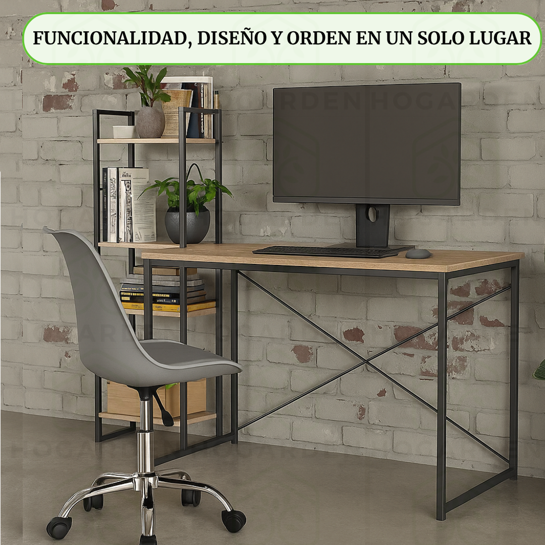 Escritorio Con Repisas Color Madera