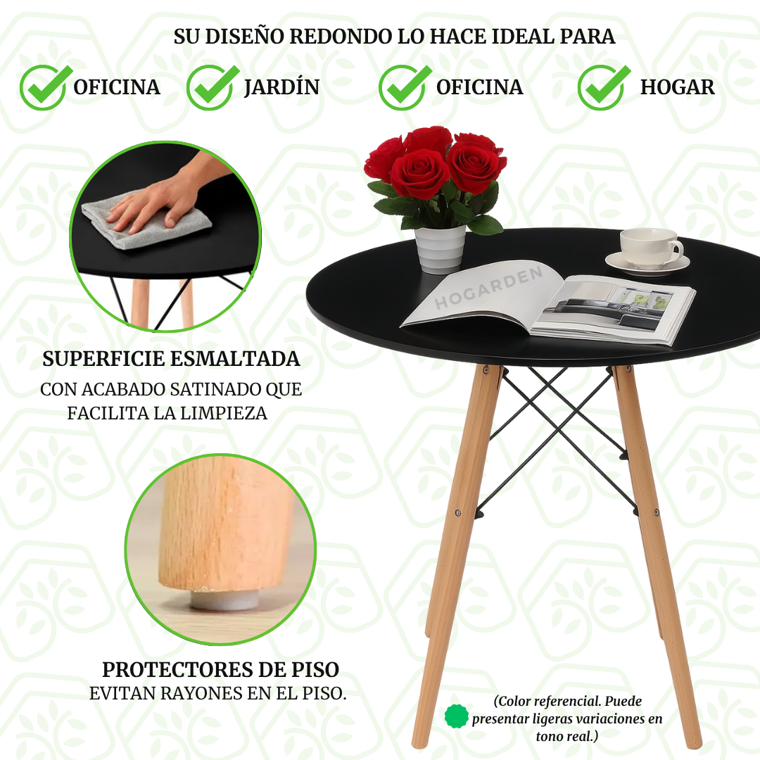Mesa Eames Negro Redonda