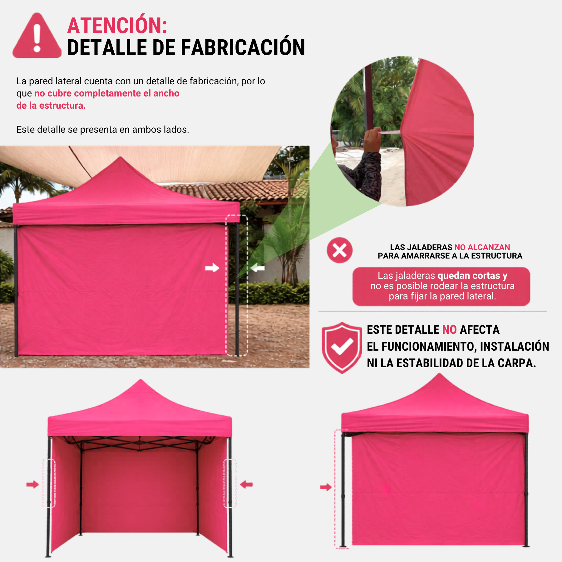 Carpa Plegable Rosa 3x3 M Con Pared
