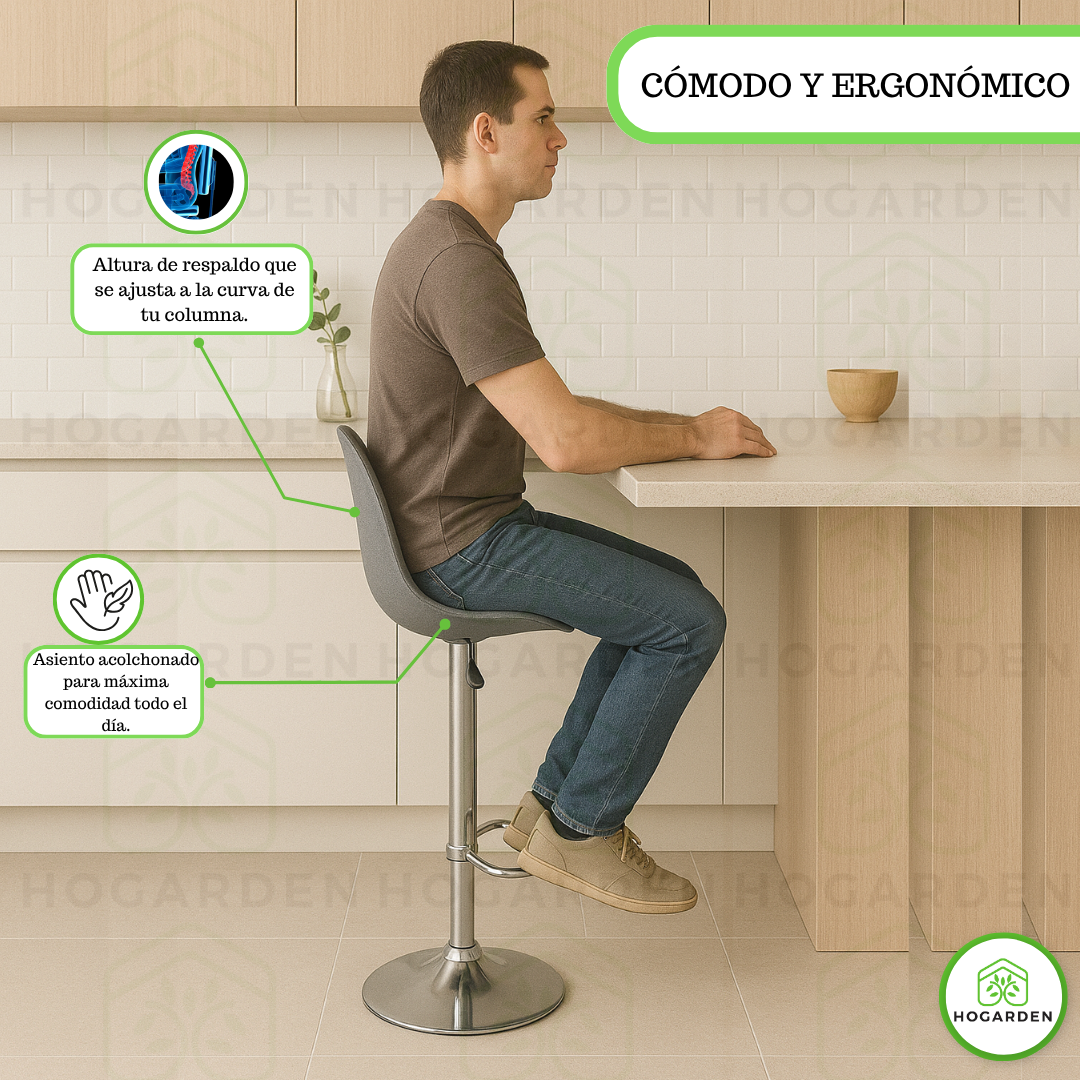 Banco Gris Alto Eames Para Barra Y Cocina