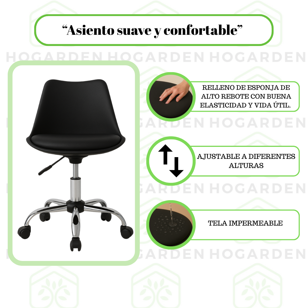 Silla Ejecutiva Eames Con Ruedas Negro