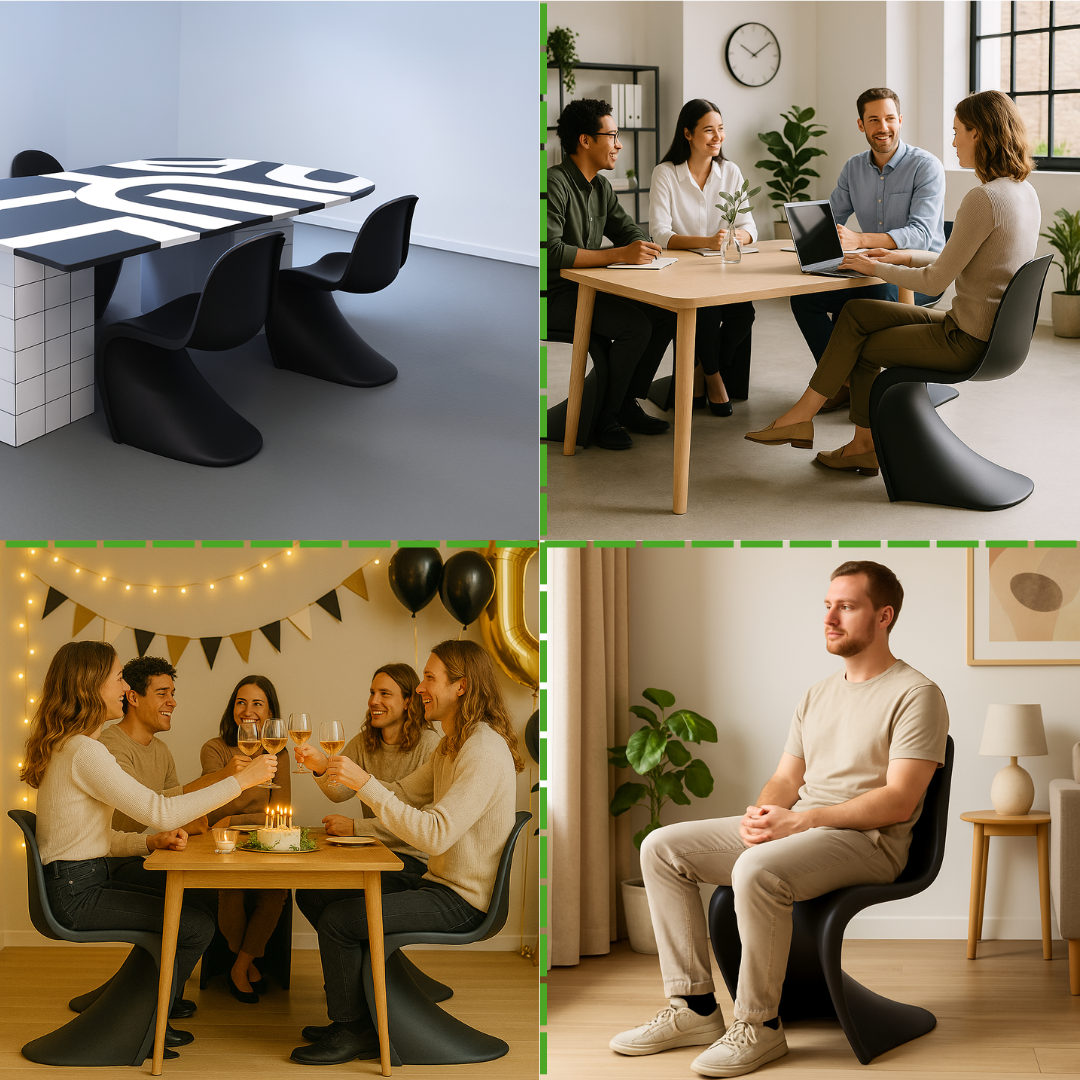 Silla Moderna Estilo Panton Negro