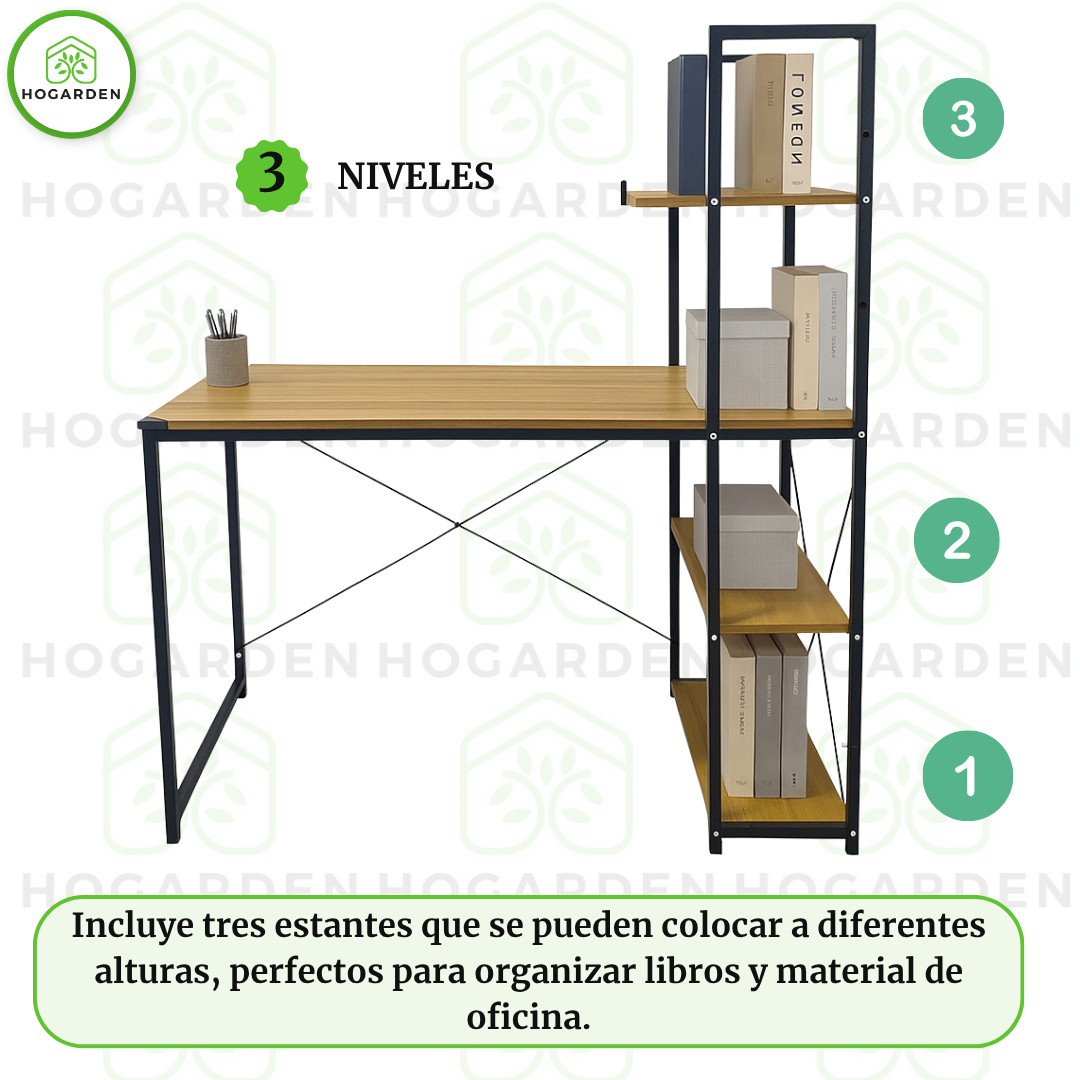 Escritorio Con Repisas Color Madera