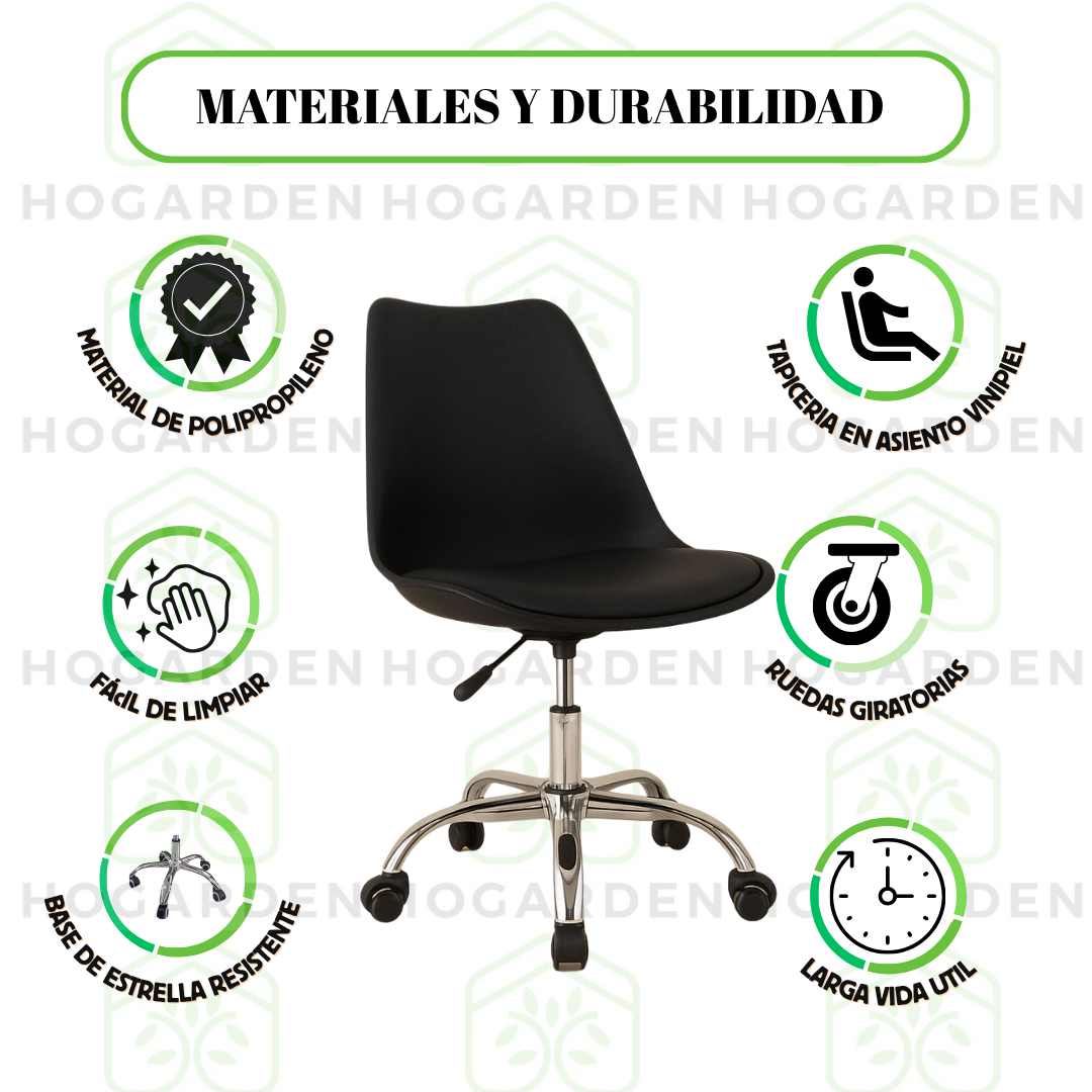 Silla Ejecutiva Eames Con Ruedas Negro