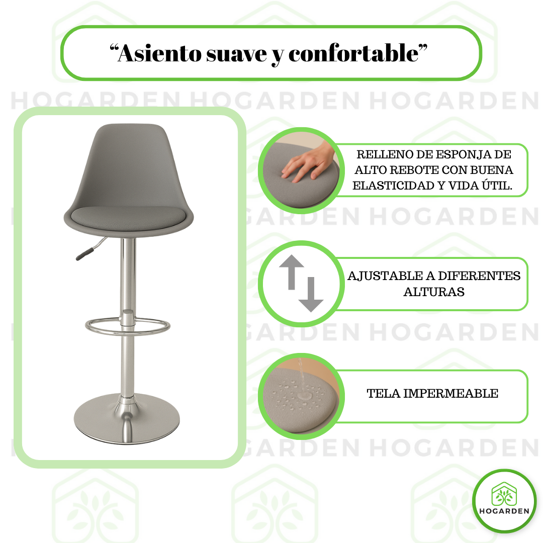 Banco Gris Alto Eames Para Barra Y Cocina