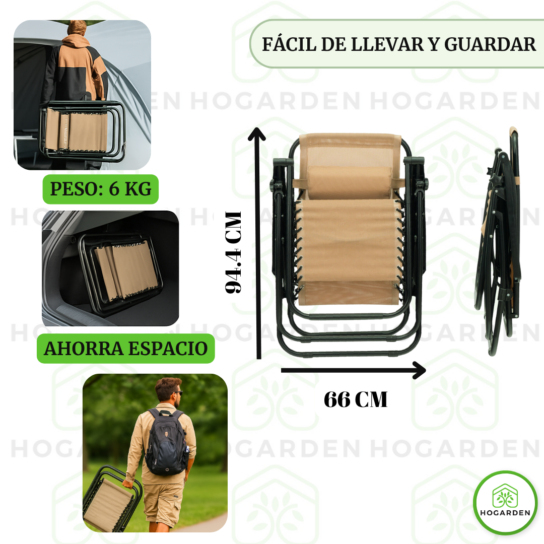 Silla Camastro Gravedad Cero Beige