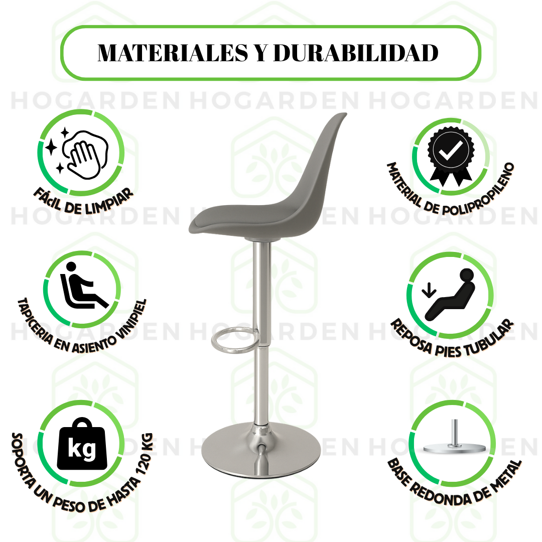 Banco Gris Alto Eames Para Barra Y Cocina