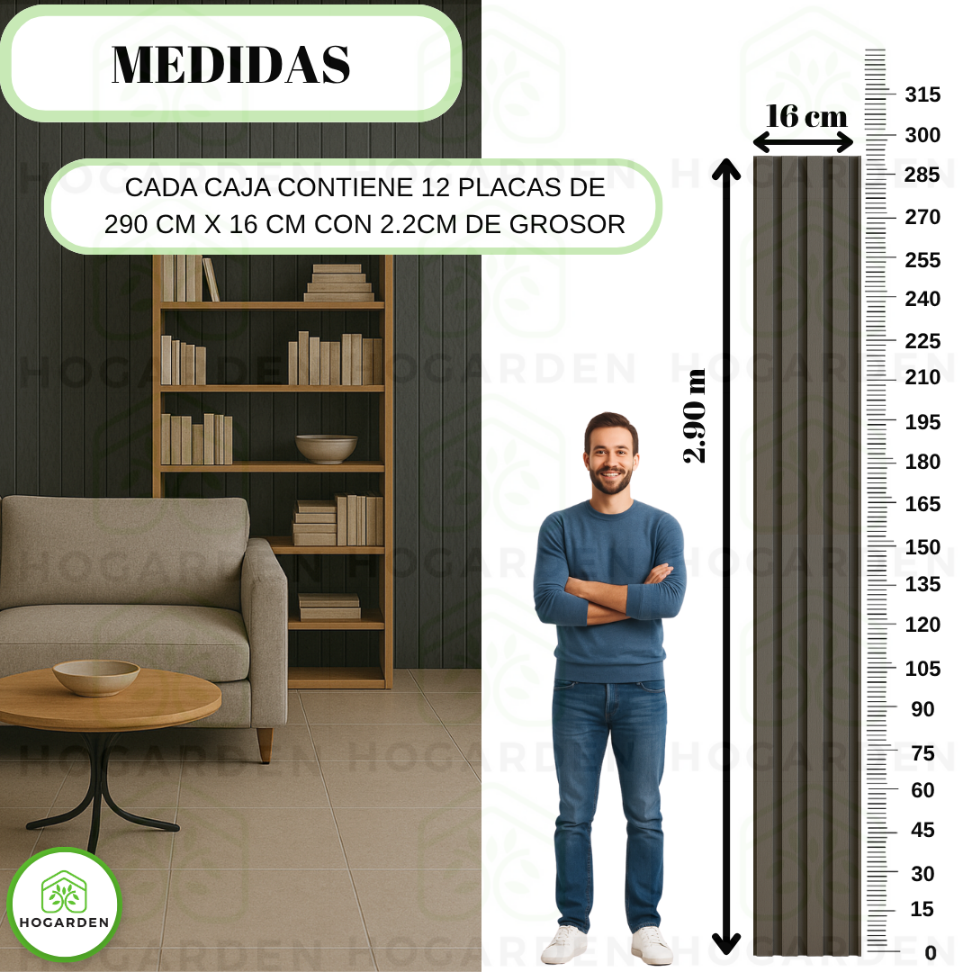 Panel Decorativo WPC Gris 2.9 m x 16 cm 10 Pzs