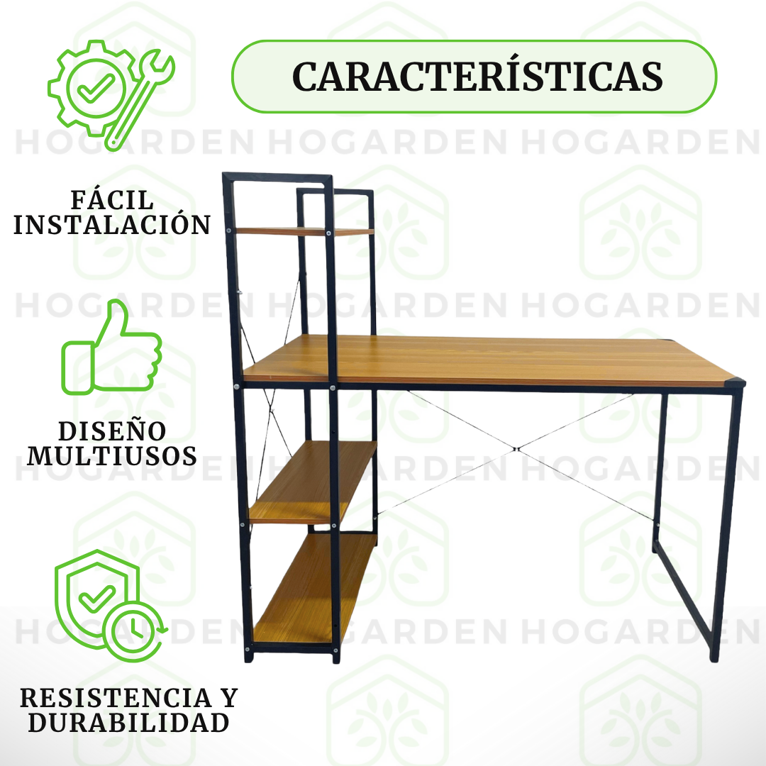 Escritorio Con Repisas Color Madera