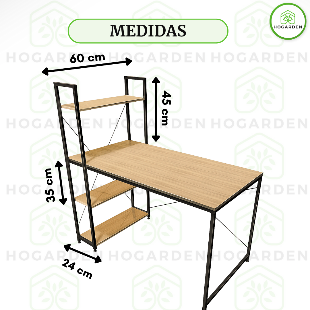 Escritorio Con Repisas Color Madera