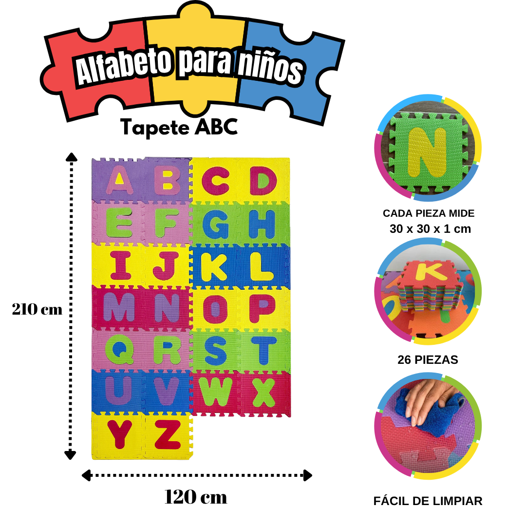 Tapete Foamy Abc Colores Para Bebés 26 pzs