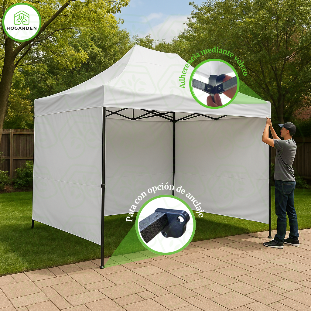 Carpa Plegable Blanca 2x3 M Con Pared