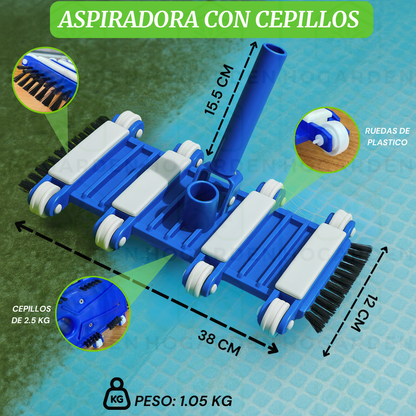 Kit Para Limpiar Alberca 9 Pzs Con Manguera de 15