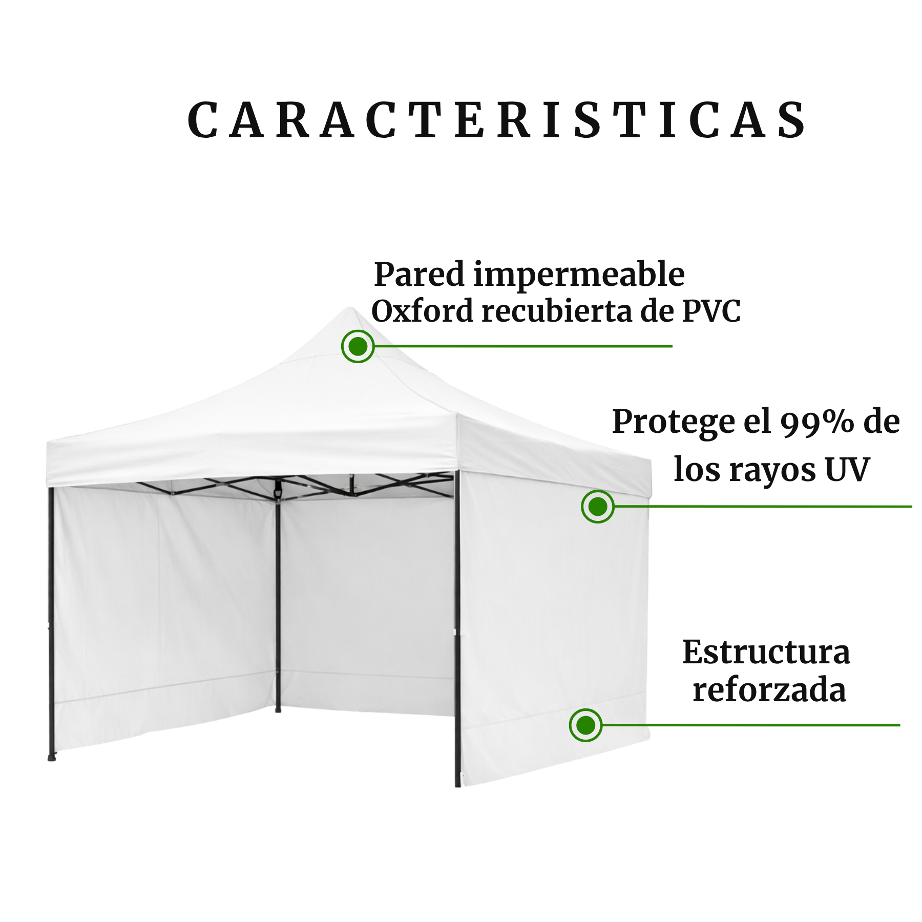 Carpa Plegable Blanca 3x3 M Con Pared