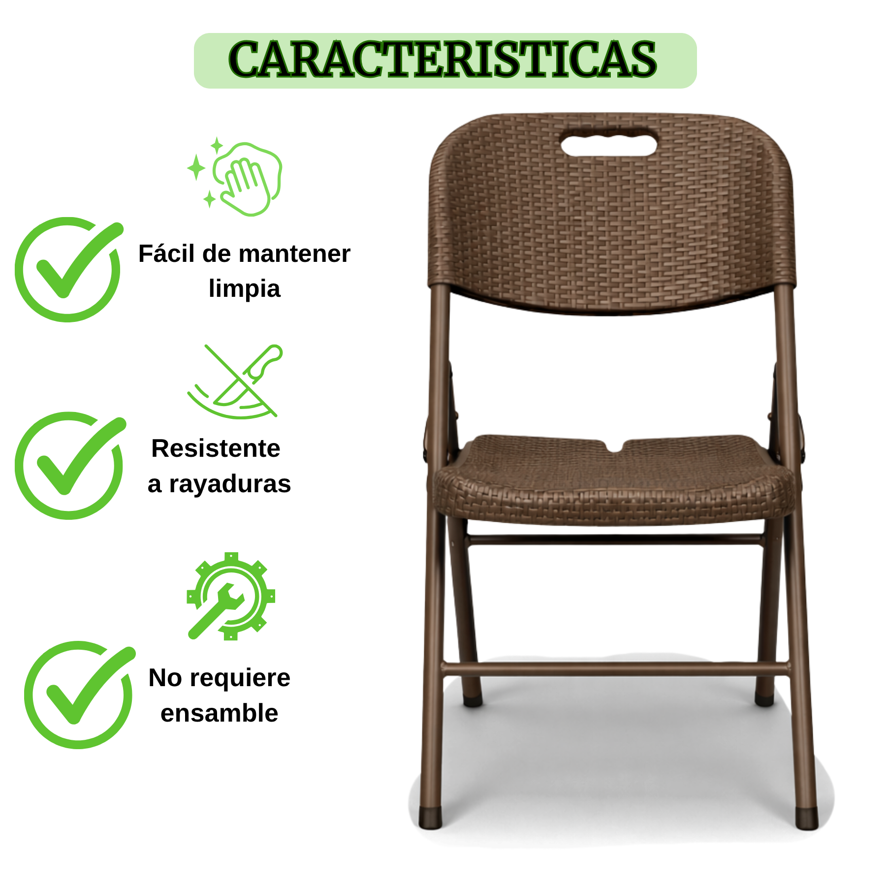 Silla Plegable Reforzada Rattan