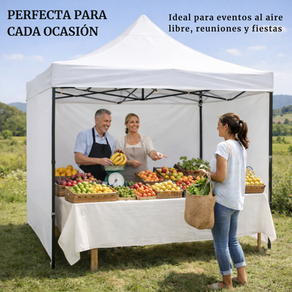 Carpa Plegable Blanca 3x3 M Con Pared