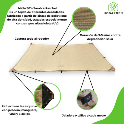 Malla Sombra 4X9 Reforzada Raschel