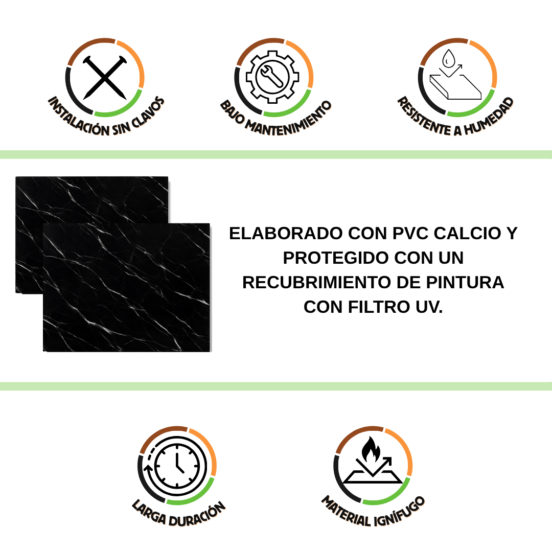 Panel Tipo Mármol Negro 122x244 Cm Para Decorar