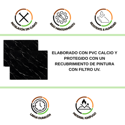 Panel Tipo Mármol Negro 122x244 Cm Para Decorar