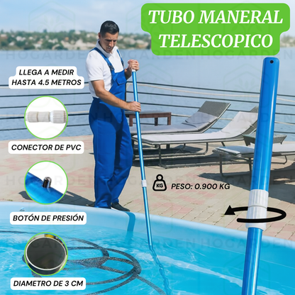 Kit Para Limpiar Alberca 9 Pzs Con Manguera de 15