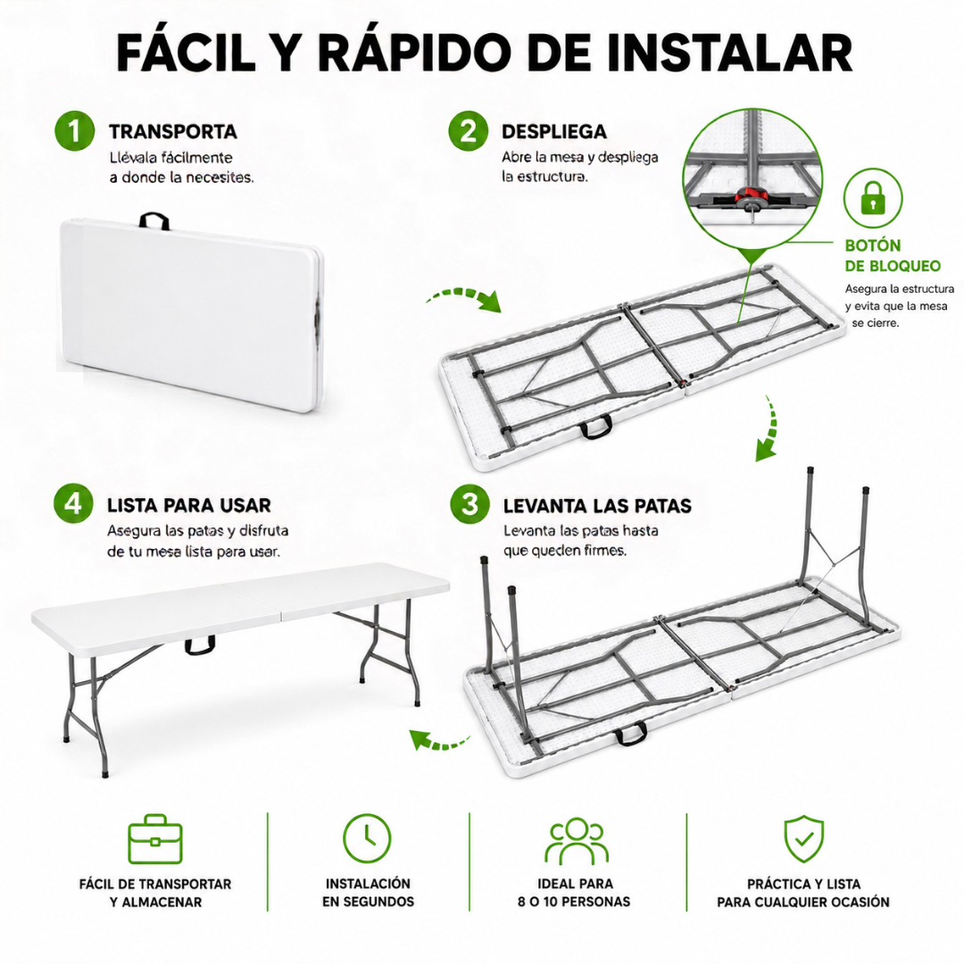Mesa Plegable Blanca 2.40 M