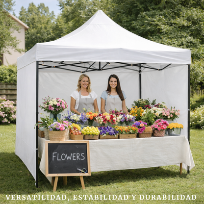 Carpa Plegable Blanca 3x3 M Con Pared