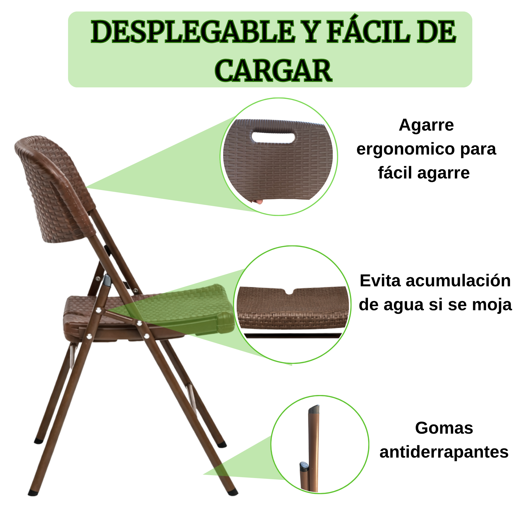 Silla Plegable Reforzada Rattan