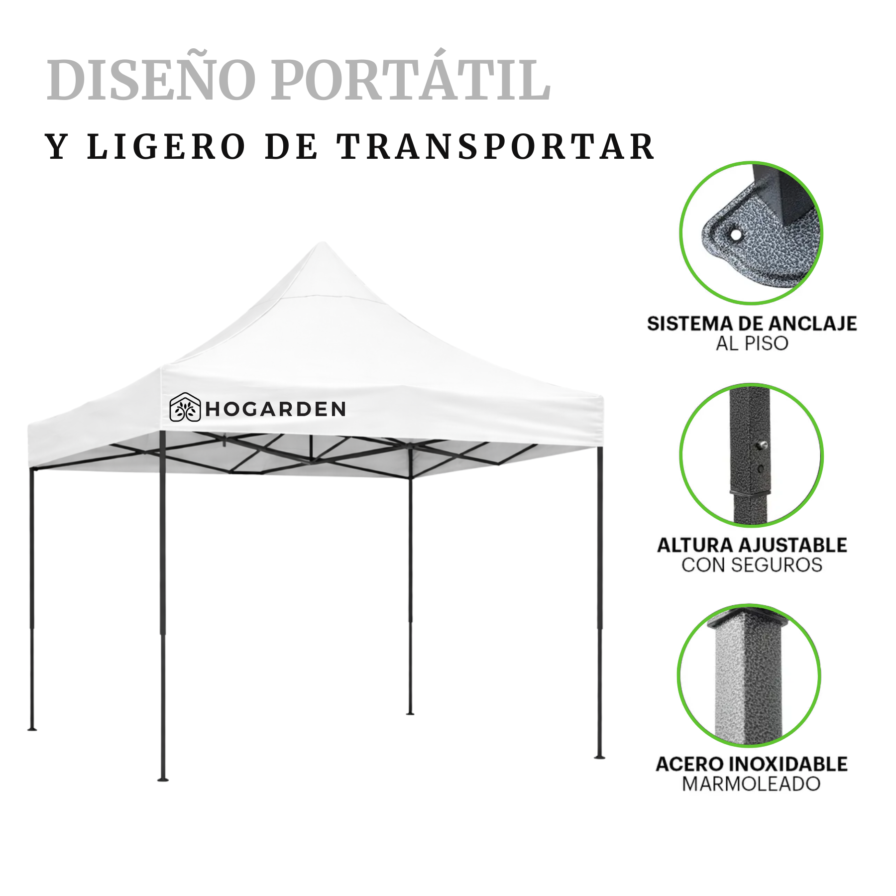 Carpa Plegable Blanca 3x3 M