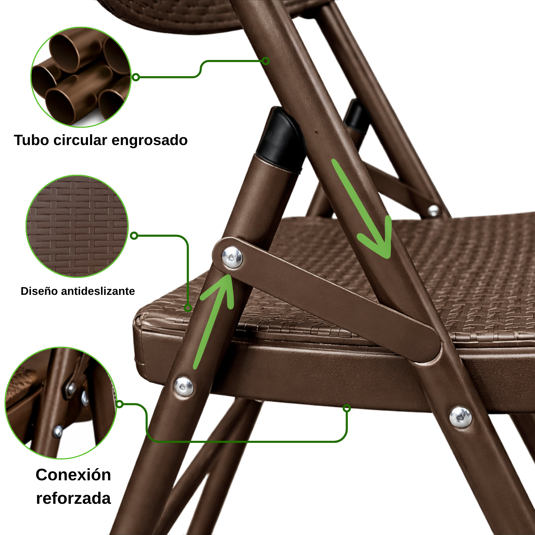 Silla Plegable Reforzada Rattan