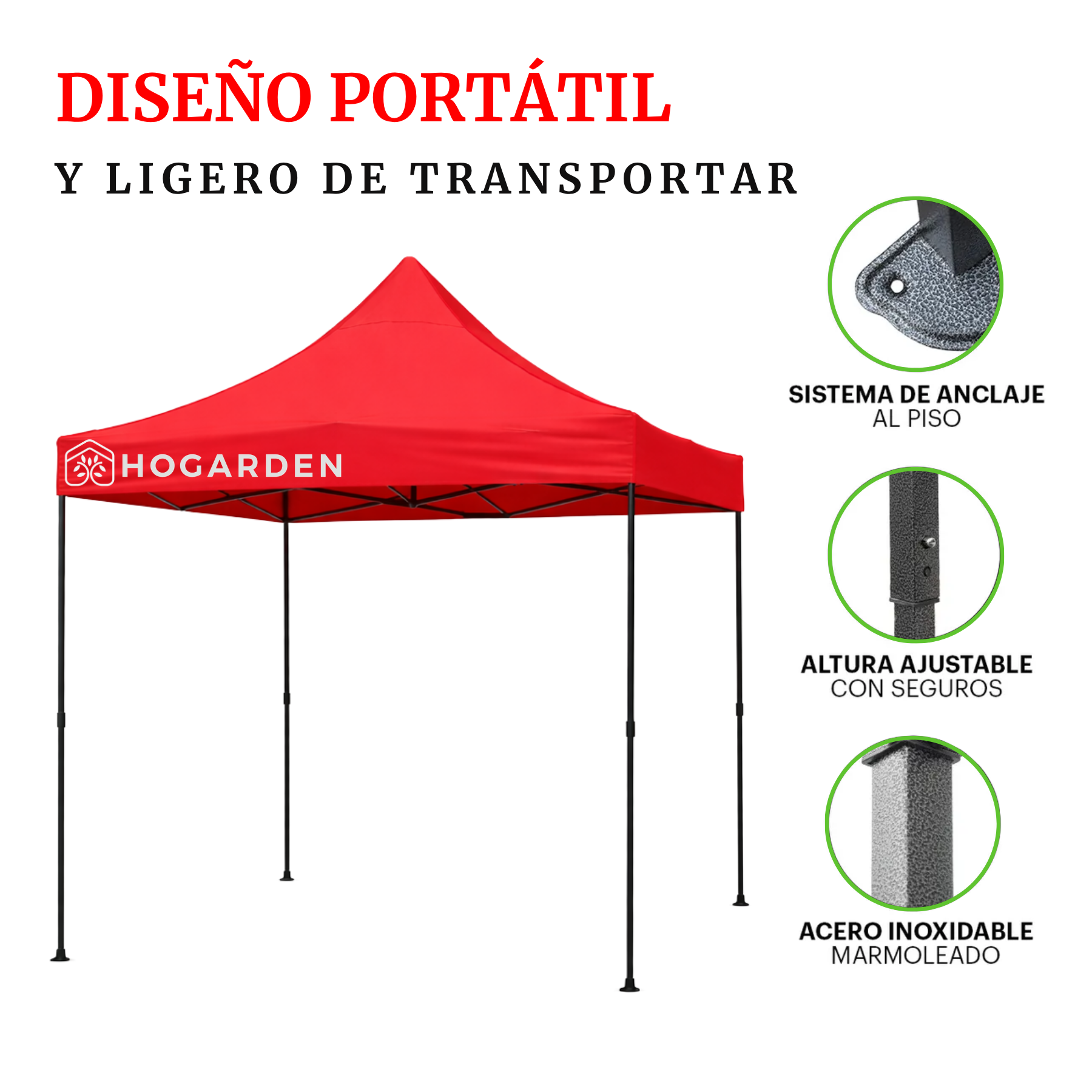 Carpa Plegable Rojo 2x2 M