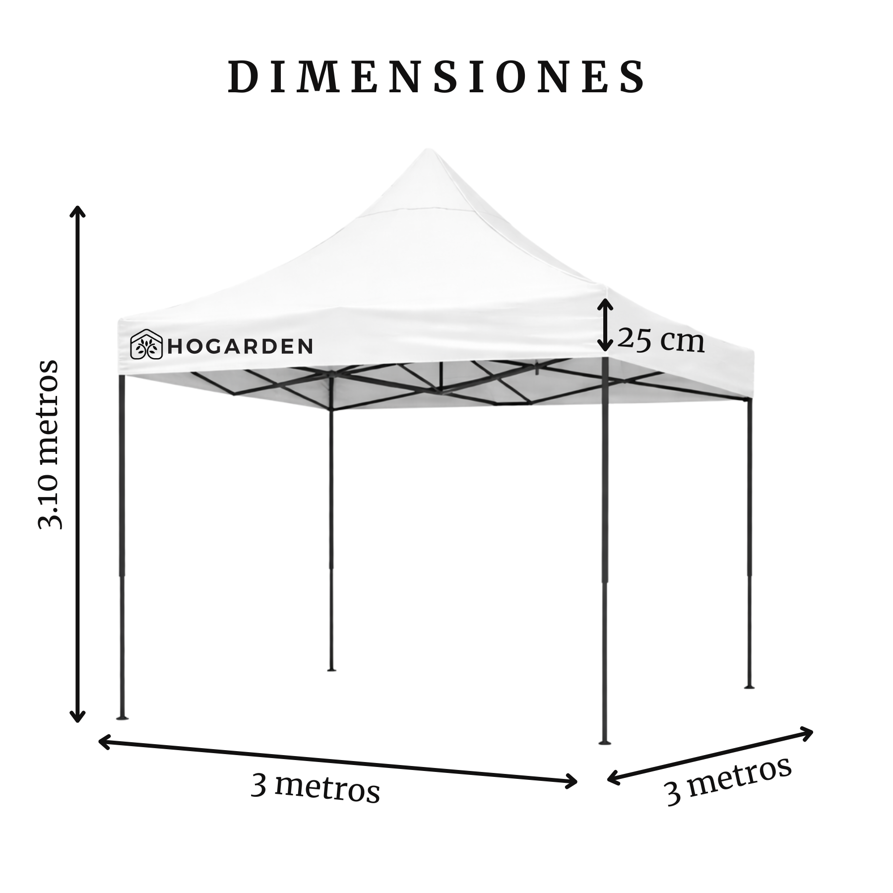 Carpa Plegable Blanca 3x3 M