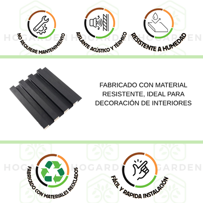 Panel Decorativo WPC Negro 2.9 m x 16 cm 10 Pzs