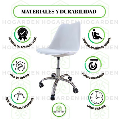 Silla Ejecutiva Eames Con Ruedas Blanca