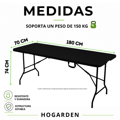 Mesa Plegable Negra 1.80 M