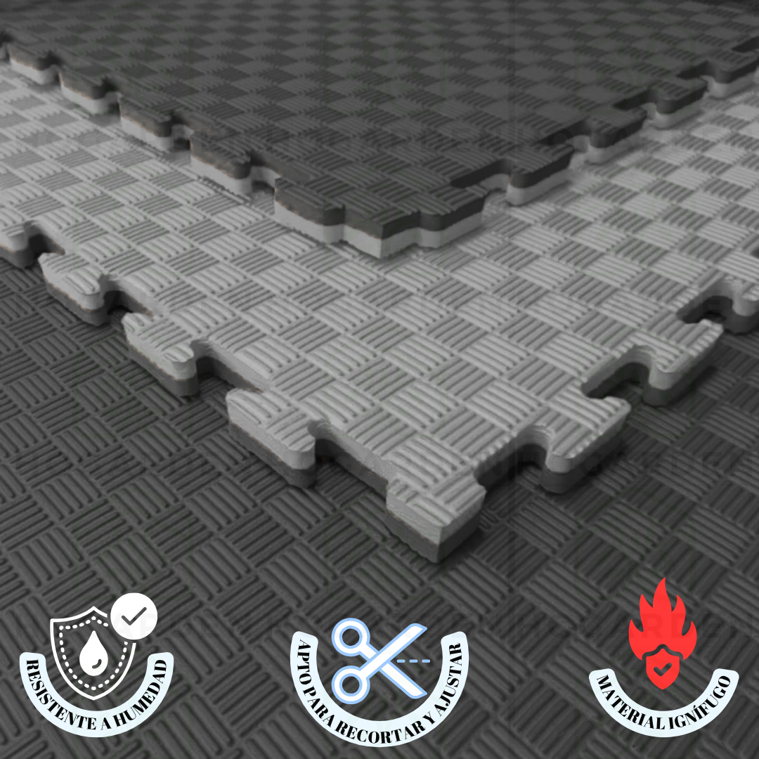 Tatami Piso Artes Marciales 1 M2 Negro Con Gris