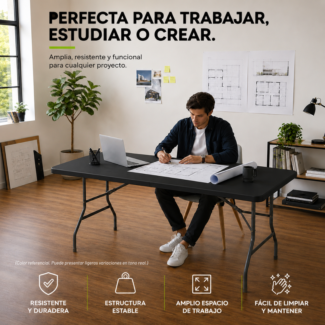 Mesa Plegable Negra 1.80 M