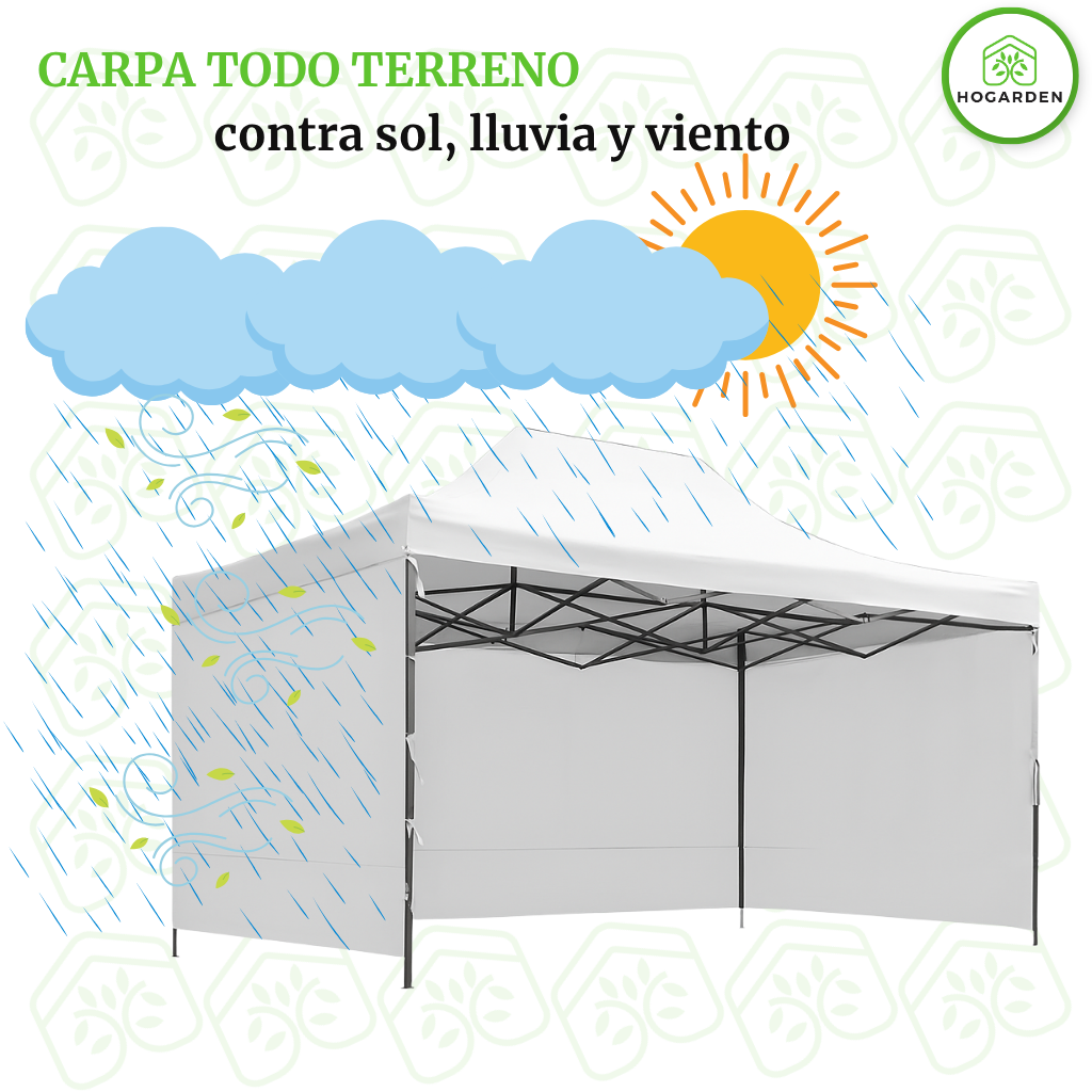Carpa Plegable Blanca 3x4.5 M Con Pared